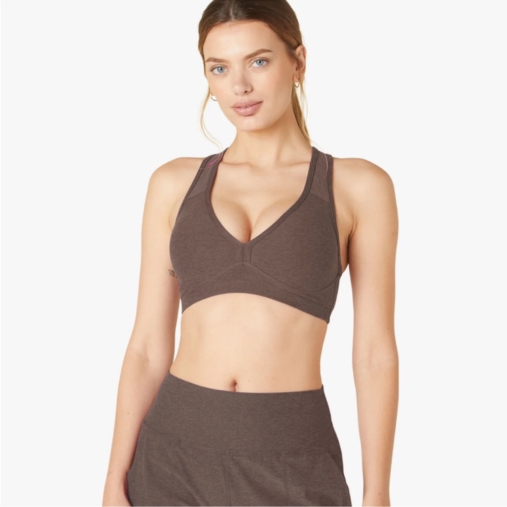 Beyond Yoga Spacedye Lift Your Spirits Bra in Woodland Heather size S